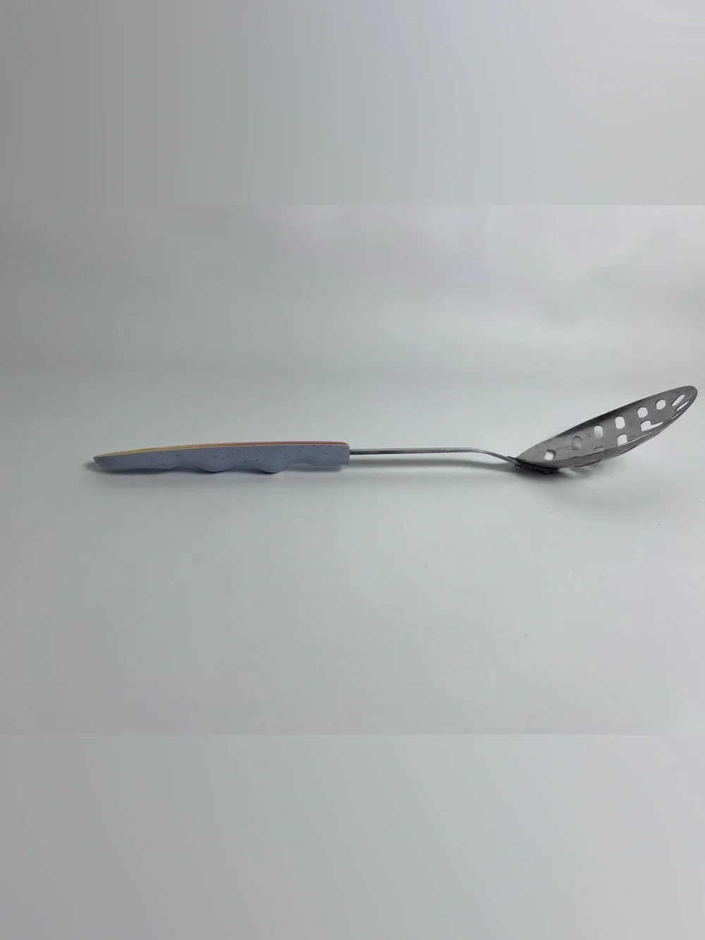 VTG Heart Slotted Utensil Serving Spoon Handle Orange Blue Stainless Japan 60’s